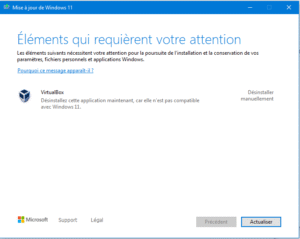 Conflit Windows 11 VirtualBox