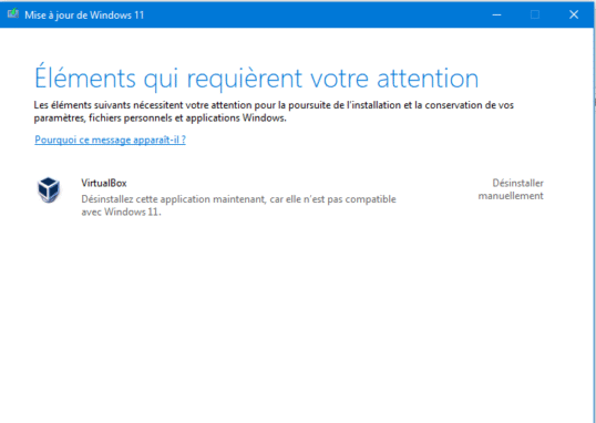Conflit Windows 11 VirtualBox